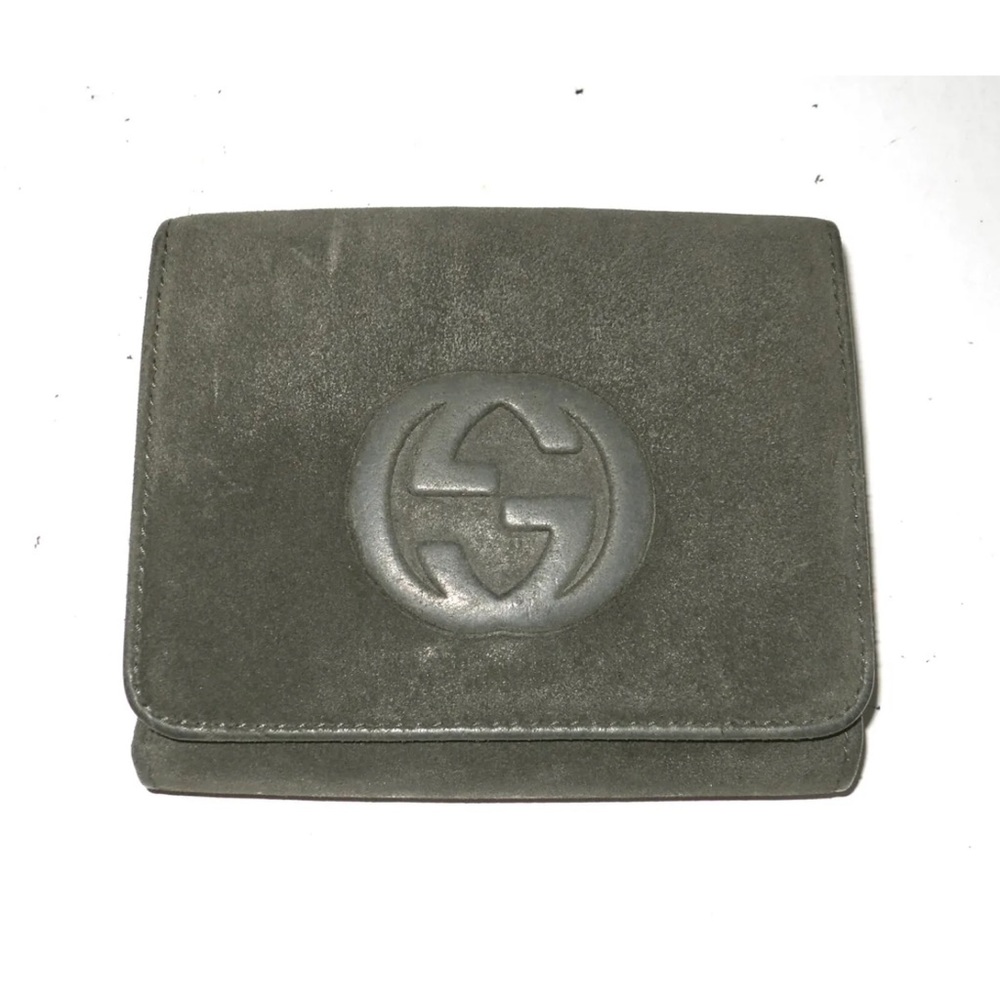 Gucci suede bi fold wallet Gray